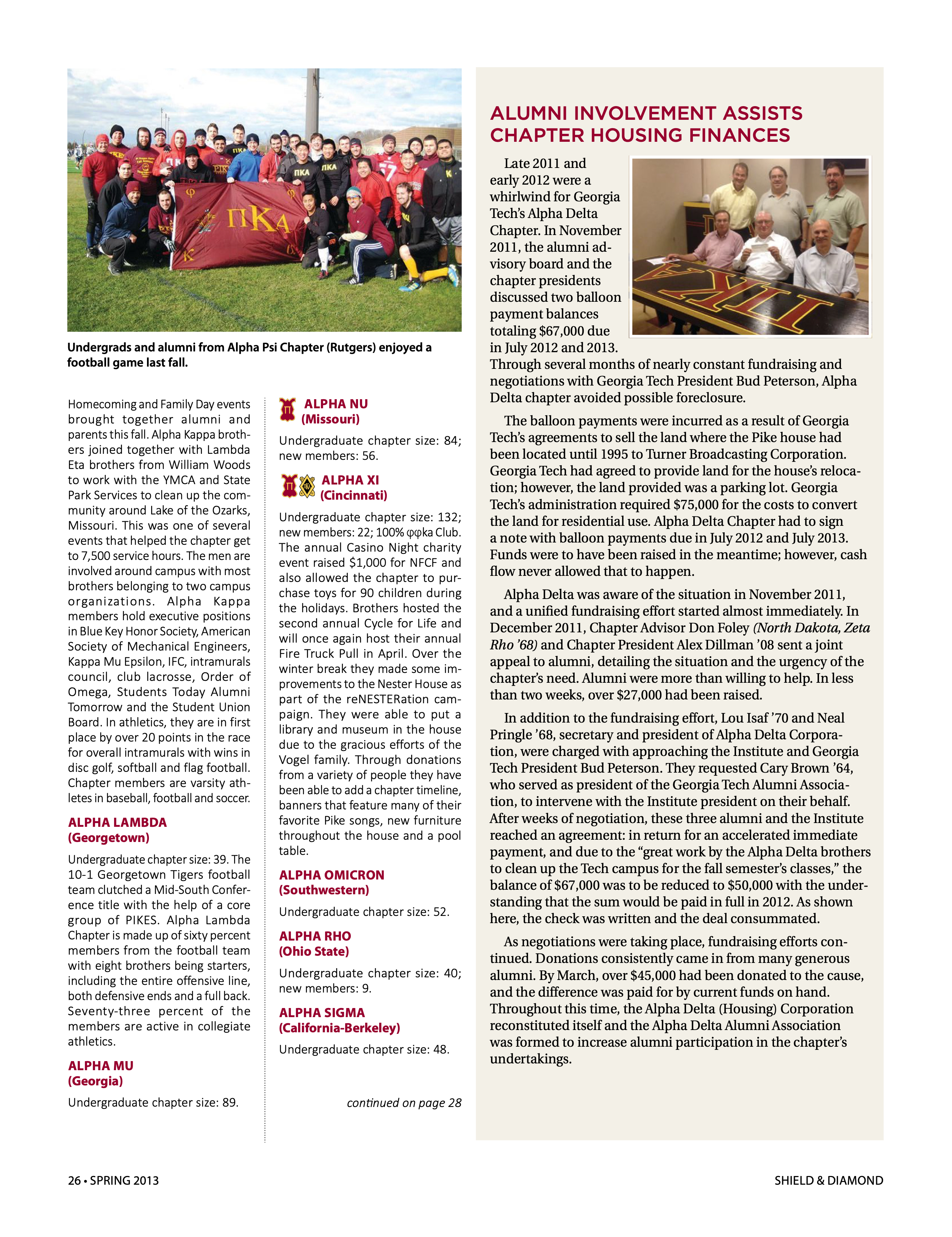 Alumni Involvement Assists Chapter Housing Finances